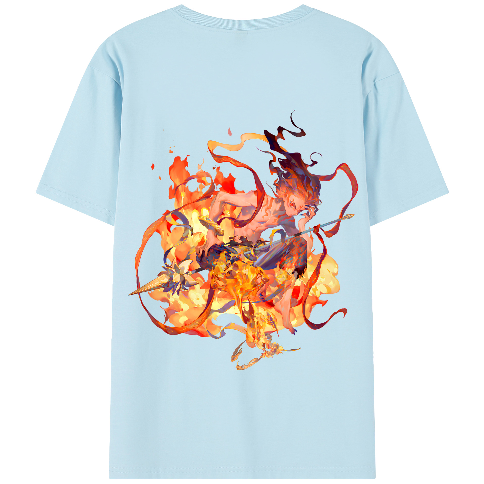 （画像用） Ne Zha 2 ナタ 魔童の大暴れ 綿100％半袖Tシャツ（背面プリント）
